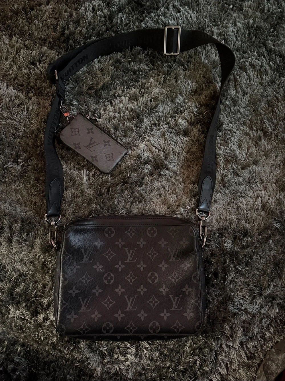 Louis Vuitton Monogram Canvas Messenger Bag in Dark Brown and Black